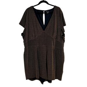 City Chic Women's Plus Size Glitz Playsuit Romper Shimmer Gold Size 24